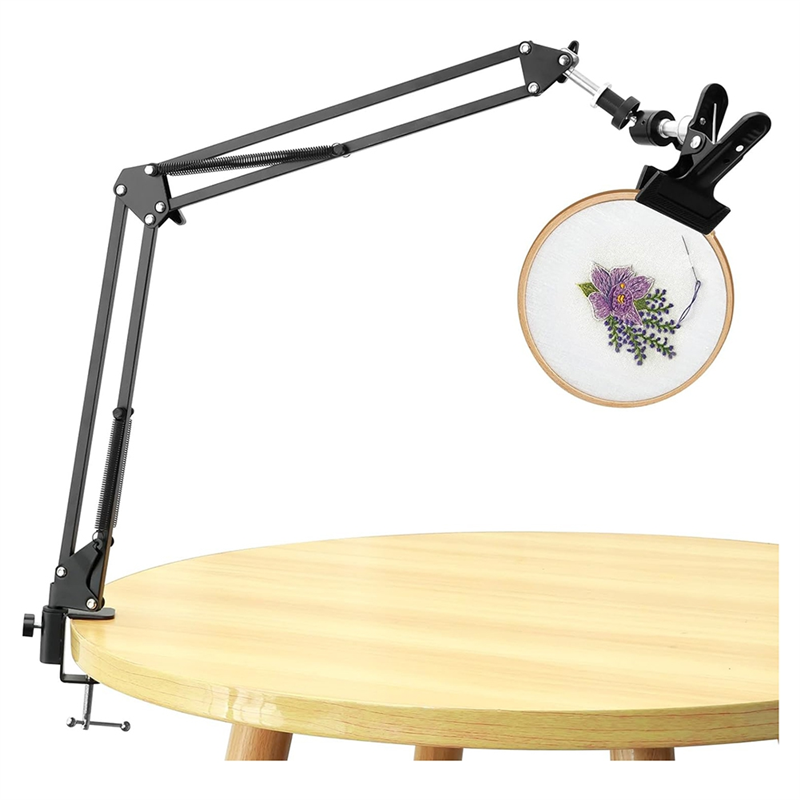 ARELENE Embroidery Hoop Stand, Adjustable Folding Metal Embroidery Hoop Stand, 360°Rotation CrossStitch Hoop for Needlepoint