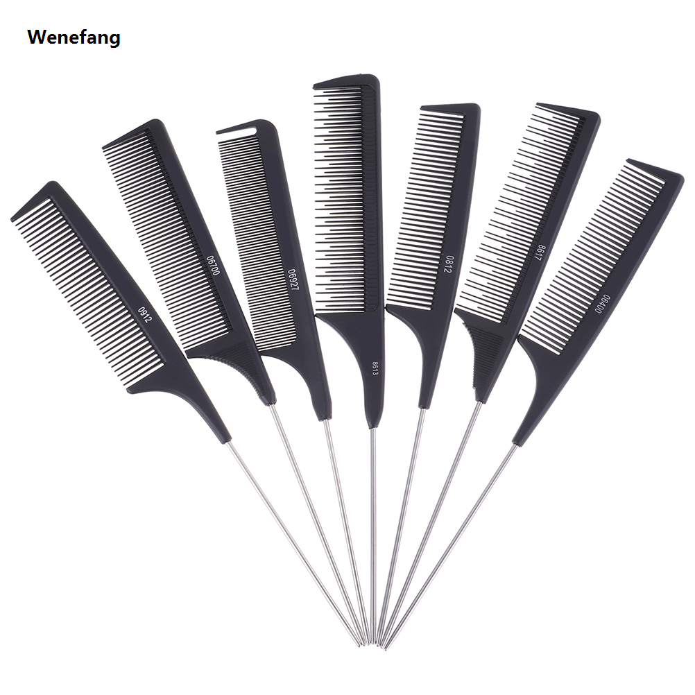 Professional Anti Static Pointed Tail Hair Styling Comb Hair Dye Brush Barber Steel Needle Pin Rat Tip Combs Barber Accessorie