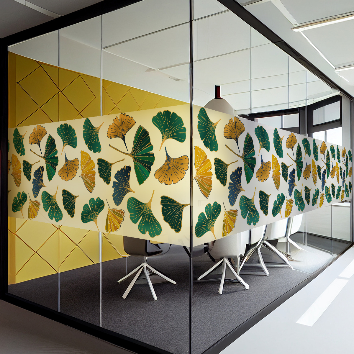 Artsy Home Blackout and Privacy Sticker for Window Autumn Ginkgo Leaves 1 meter x 40cm