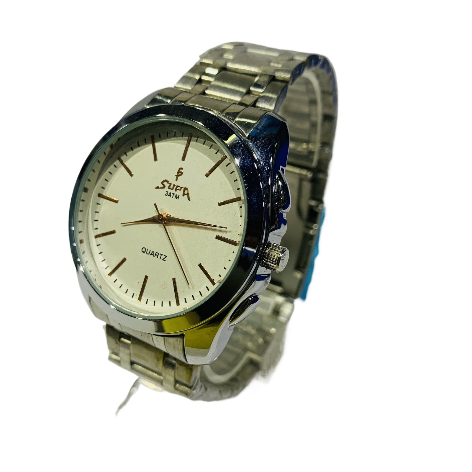 New Stainless Steel Chain Round Black Dial Waterproof Business Watch For Men