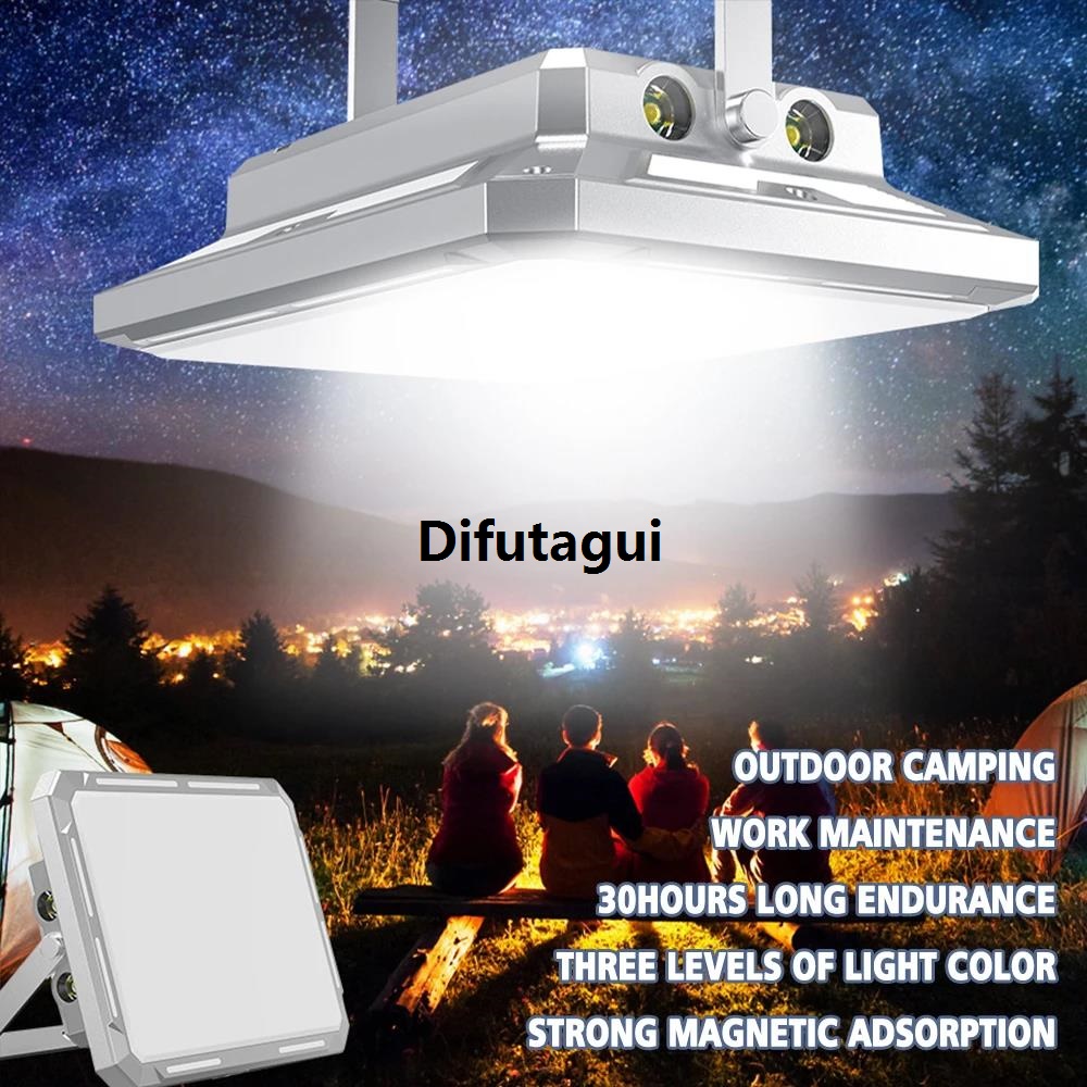 DISCHEN 2025 New Rechargeable LED Camping Light with Magnetic Absorption Dual-Use Power Bank Hanging Lamp Emergency Lighting