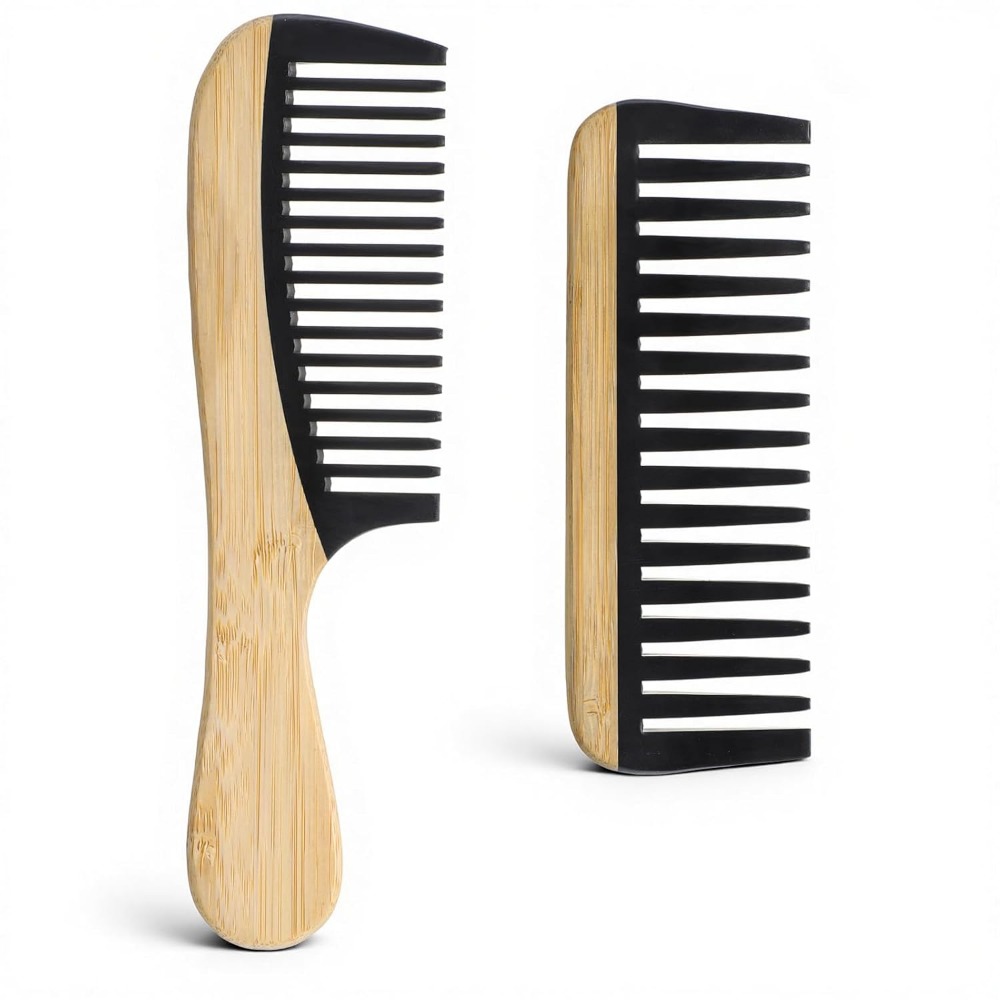 New Natural Hair Combs Anti-Static Smooth Wide Tooth Comb Bamboo Wooden Lightweight Handle Comb Hairs Care