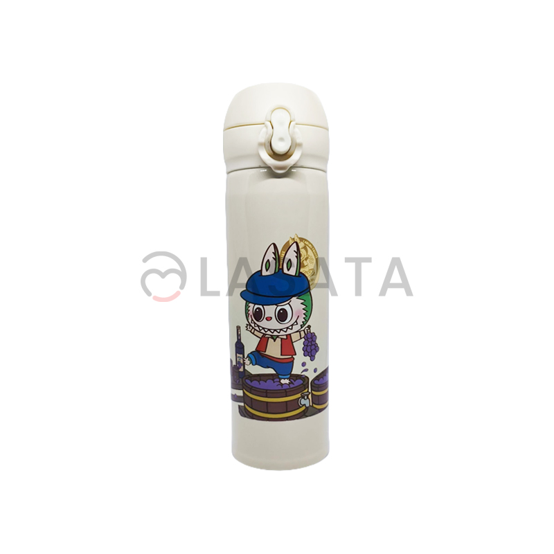 500ml Vacuum 304 Stainless Steel Children's Kids Cute Insulated Thermos Leak-Proof, Mini Stainless Steel Bounce Mug Set Children's Cartoon Portable Vacuum Bottle for Back to School | Labubu Cartoon