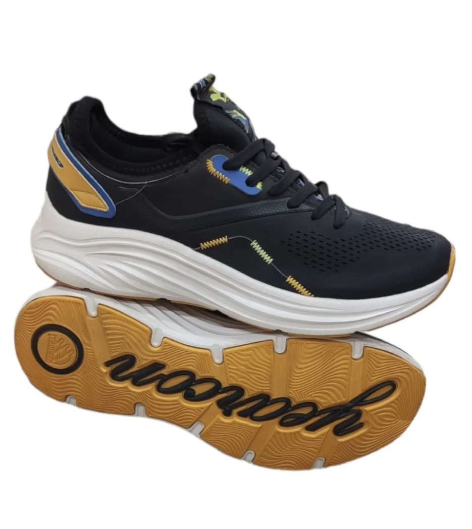 Yearcon Black Mesh Design Solid Laceup Running Shoes For Men (5246)