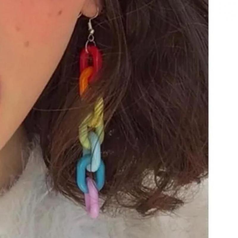【Exclusive Discount】Candy Color Cute Earring Long Chain Statet Earrings Rainbow Cool Earrings For Woman Summer Jewelry