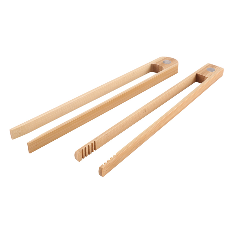 4 Pieces Magnetic Bamboo Toaster Tongs 8.7 Inch Wooden Kitchen Toast Tongs for Cooking, Natural Bamboo Kitchen Utensils