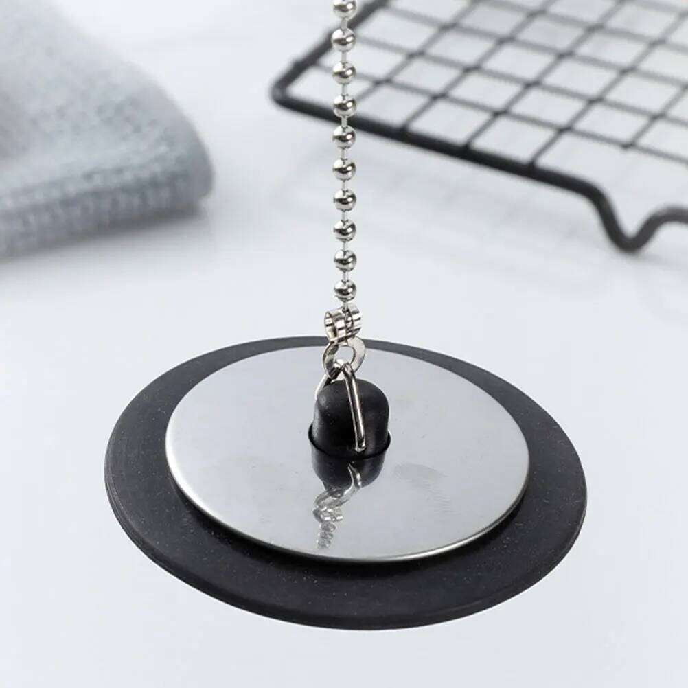 3 Pcs Rubber Sink Stopper Bead Chain Bath Tub Drain Plug Bathroom Accessories High Grade Material Durability Easy Use Long Life