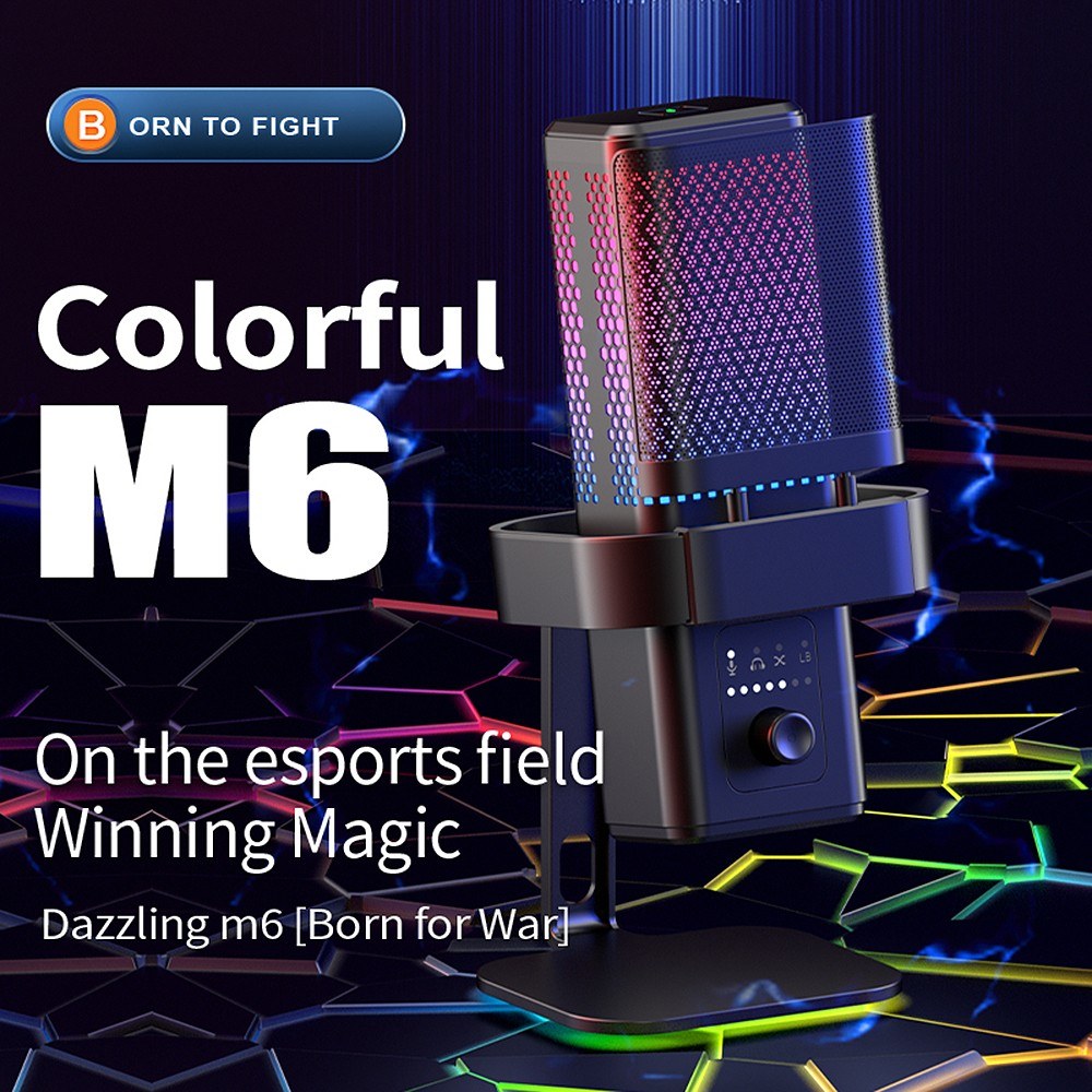 USB Gaming Microphone Noise Reduction Computer Mic Kit with Stand RGB Lighting Cardioid Mode Pick-up