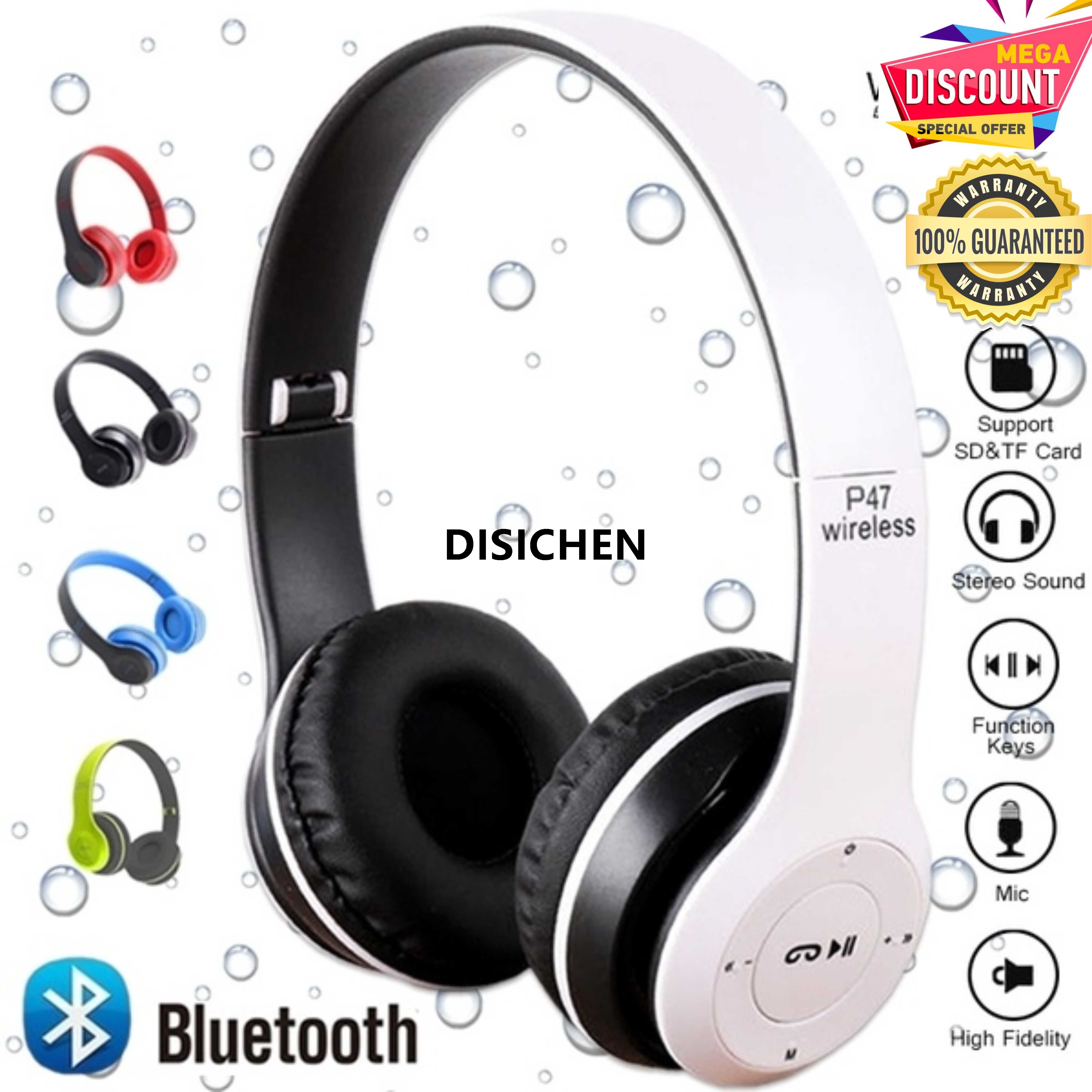 DISICHEN Foldable P47 Bluetooth 4.1 Headphone Wireless Headband Earphone Hands Free Music Headset With MF/TF AUX ports Luxury