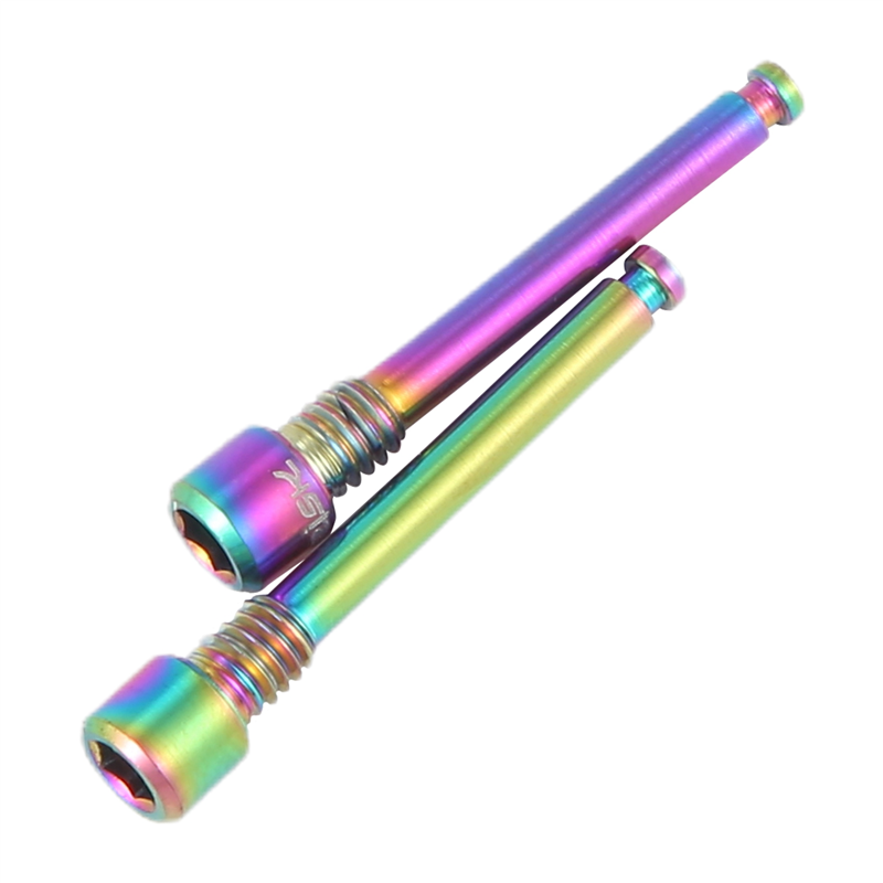 RISK 2Pcs Titanium Caliper Bolts Ultralight Bicycle Oil Disc Brake Pads Thread Pins for Hydraulic Disc Brake,Rainbow