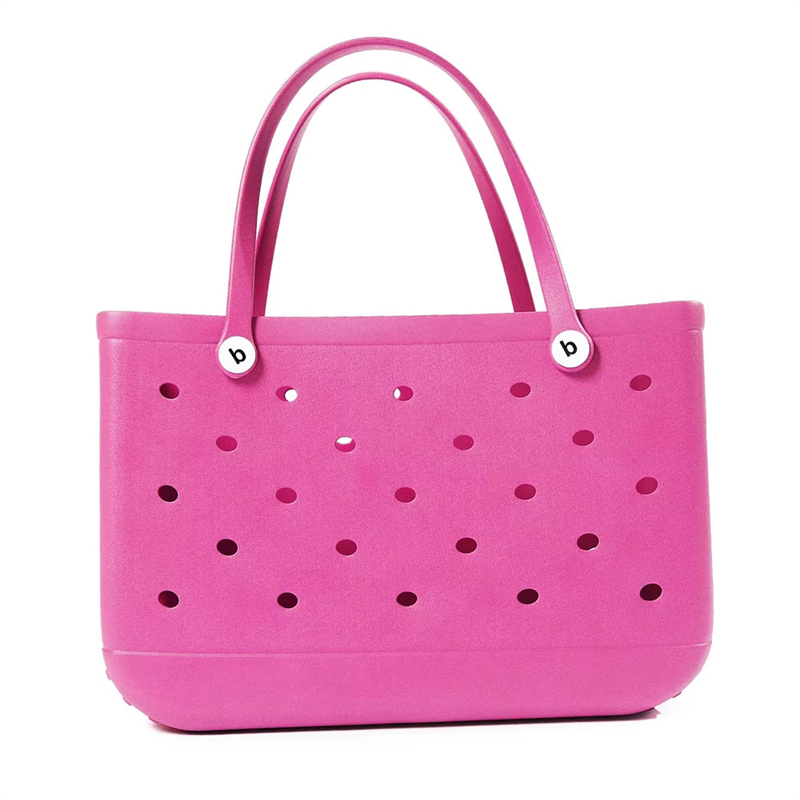 Spacious EVA Waterproof Beach Bag for Women Featuring Pet Hole and Jelly Tote Storage