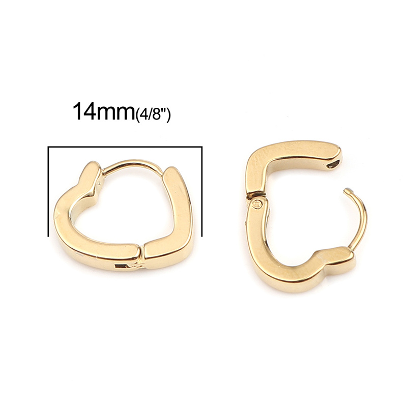 【Happy LifeStore】1 Pair New 304 Stainless Steel Hoop Earrings Gold Silver Color Heart Hexagon Geometric Jewelry Gifts