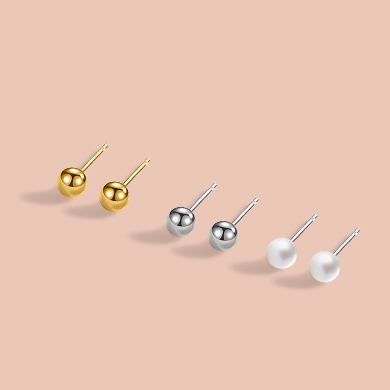 【New arrivals】3/4/5/6//7/8mm small ball pearl simple Joker small peas small female earrings earrings