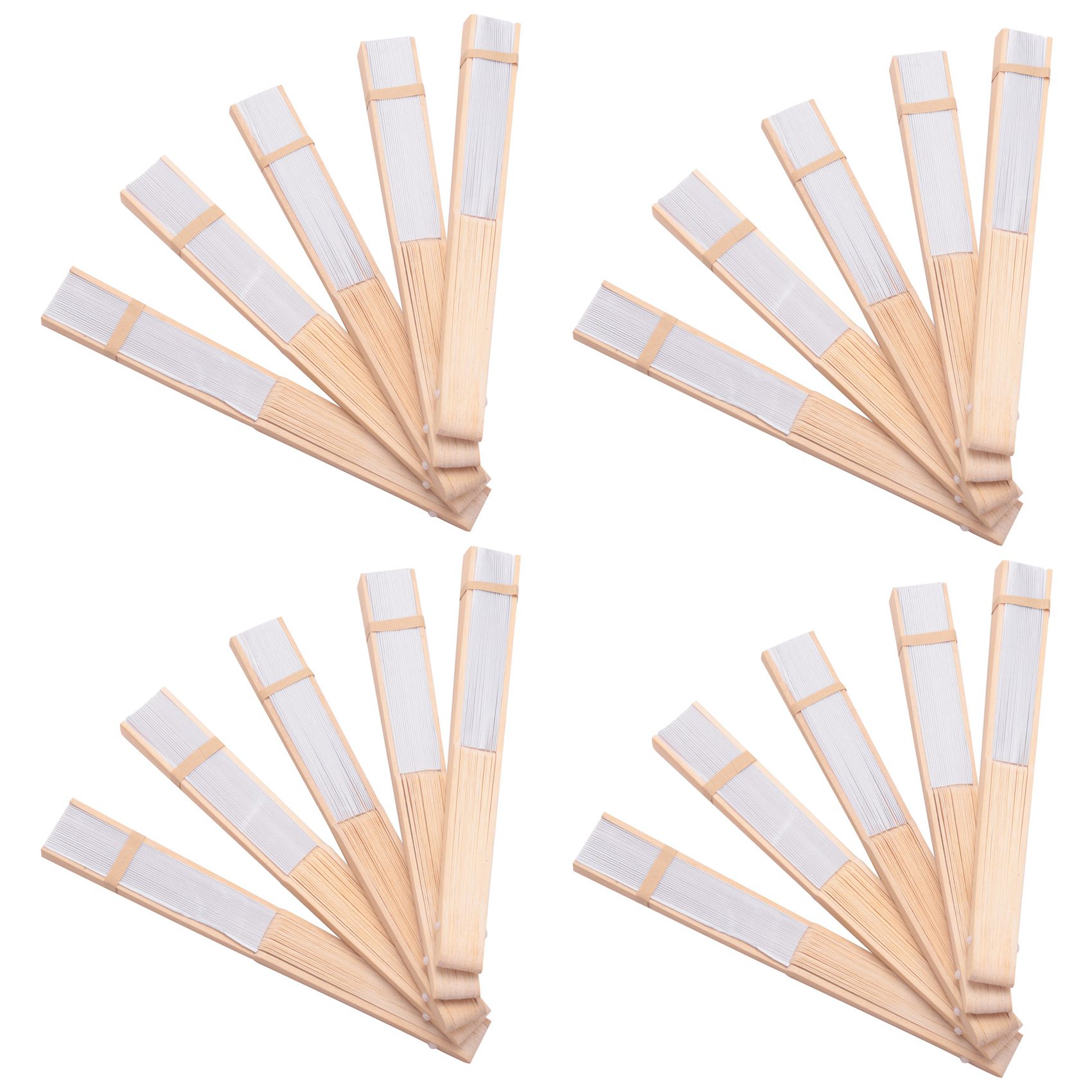 200 Pcs/Lot White Folding Elegant Paper Hand Fan Wedding Favors 21cm(White)