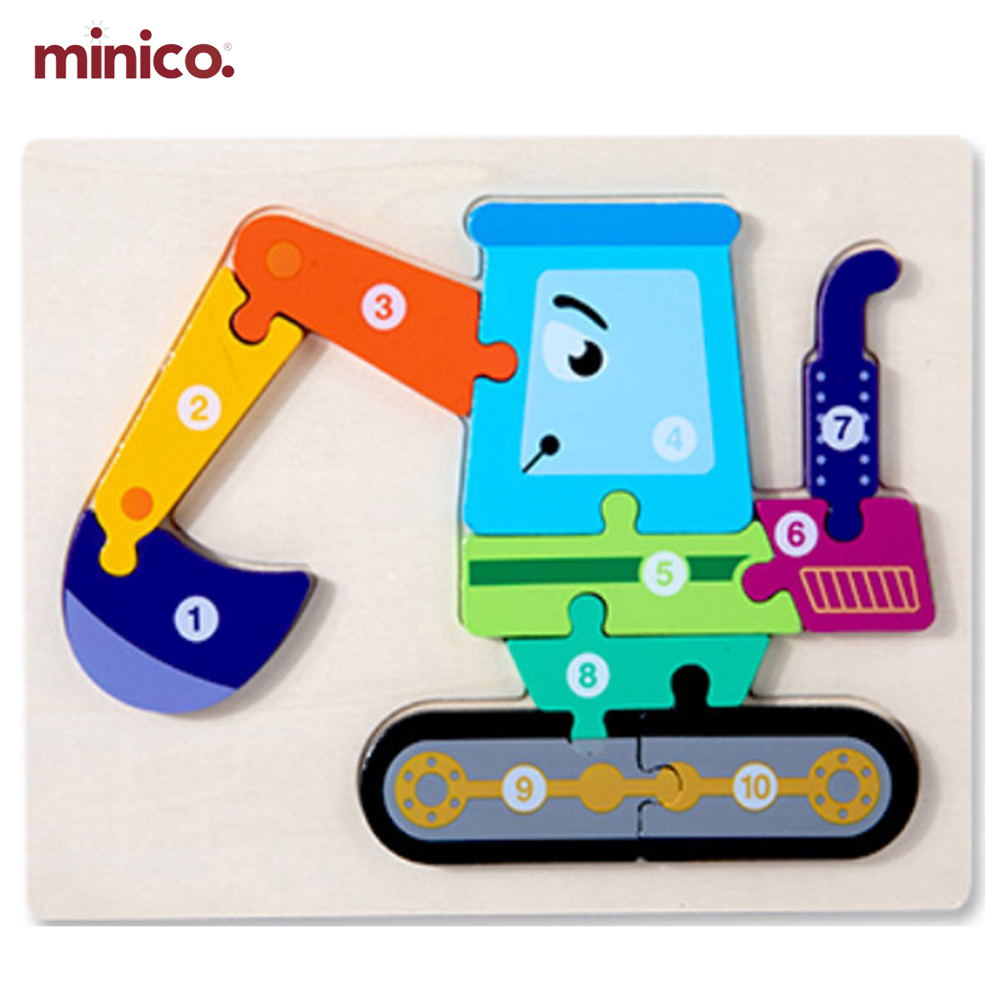 Minico Wooden Ship Shaped Puzzle for Kids (1-10 Numbers) | Colorful Montessori Educational Toy for Baby & Toddler | Early Learning & Cognitive Development