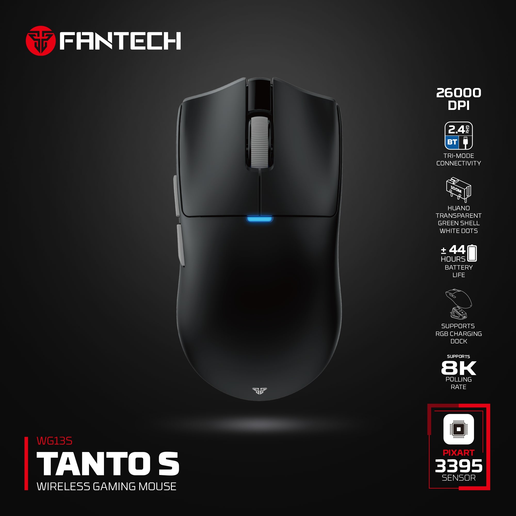 Fantech WG13S Tanto S Wireless Gaming Mouse- Black