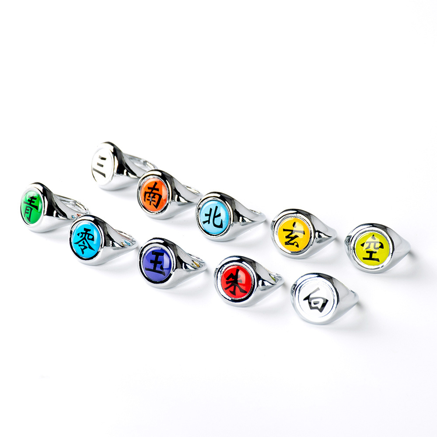 Agaze 10pcs/SET Naruto Akatsuki Metal Rings Anime Cosplay Accessory