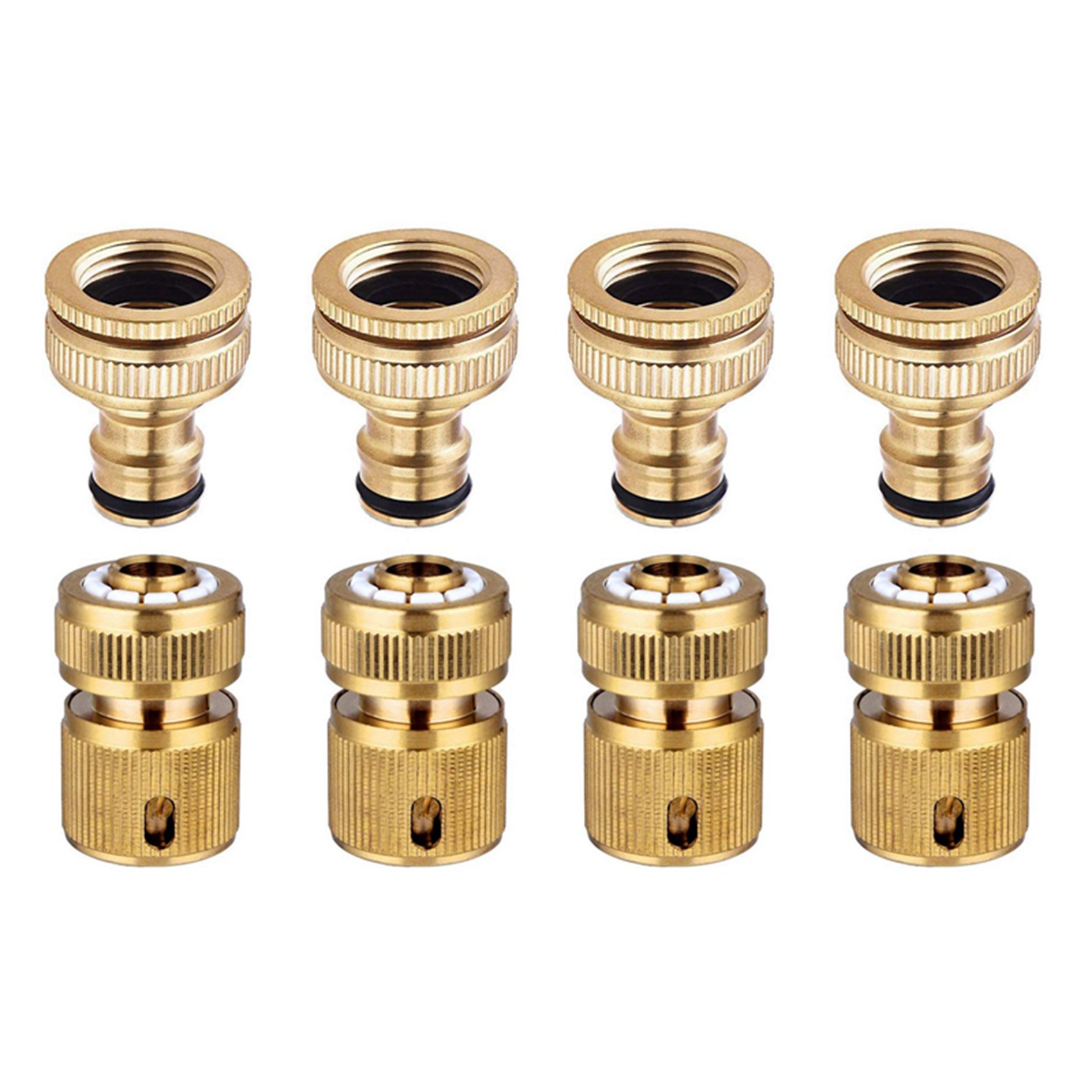 16 Pieces Garden Hose Tap Connector 1/2 Inch and 3/4 Inch Size 2-In-1 and 1/2 Inch Hose Pipe Quick Connector