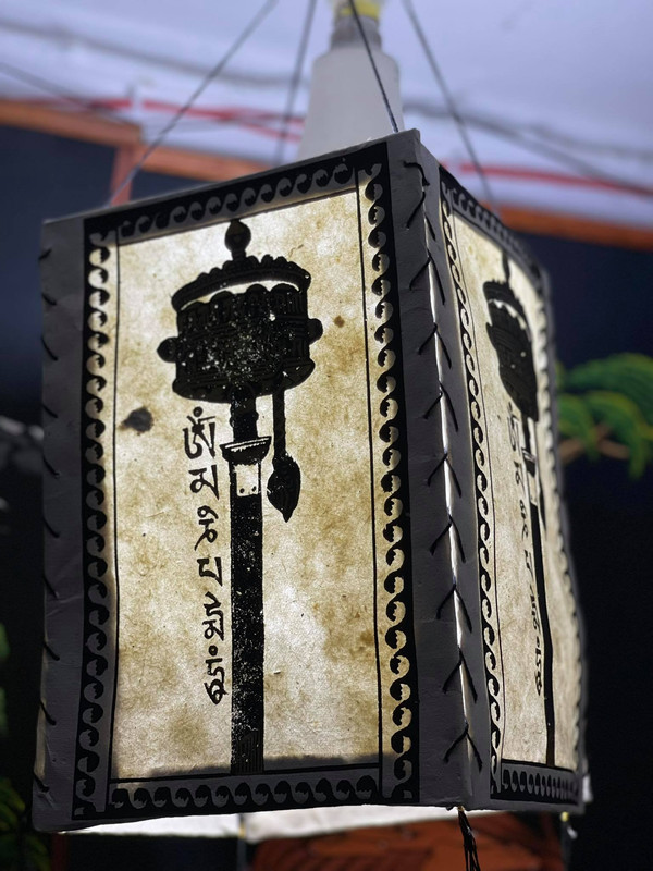 Prayer Wheel Lamp Shades For Home Or Restaurants, Handmade, Lokta Paper, Nepali Kagaj Made In Nepal