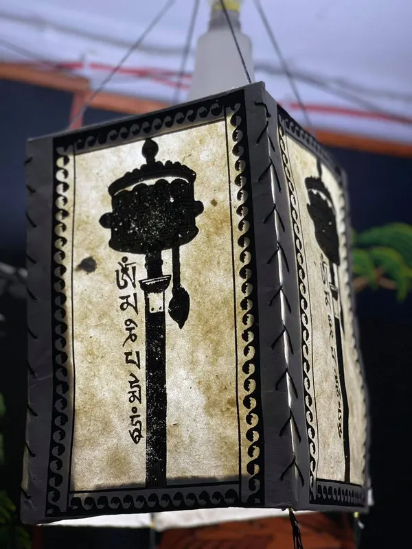 Prayer Wheel Lamp Shades For Home Or Restaurants, Handmade, Lokta Paper, Nepali Kagaj Made In Nepal