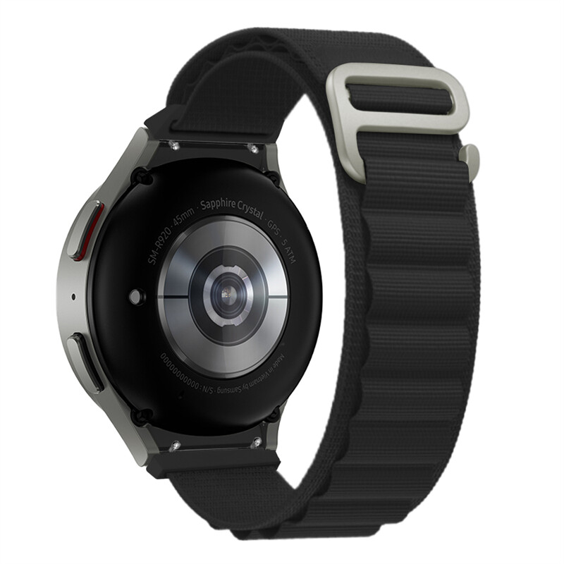 22mm Alpine Loop Strap Silicone Solid Color Watch Band (Black) men
