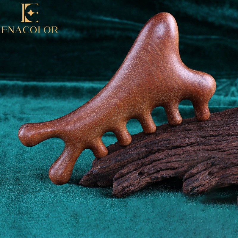 Enacolor Facial Massager Head and Nose Acupoint with Wooden Comb for Relaxation Comb