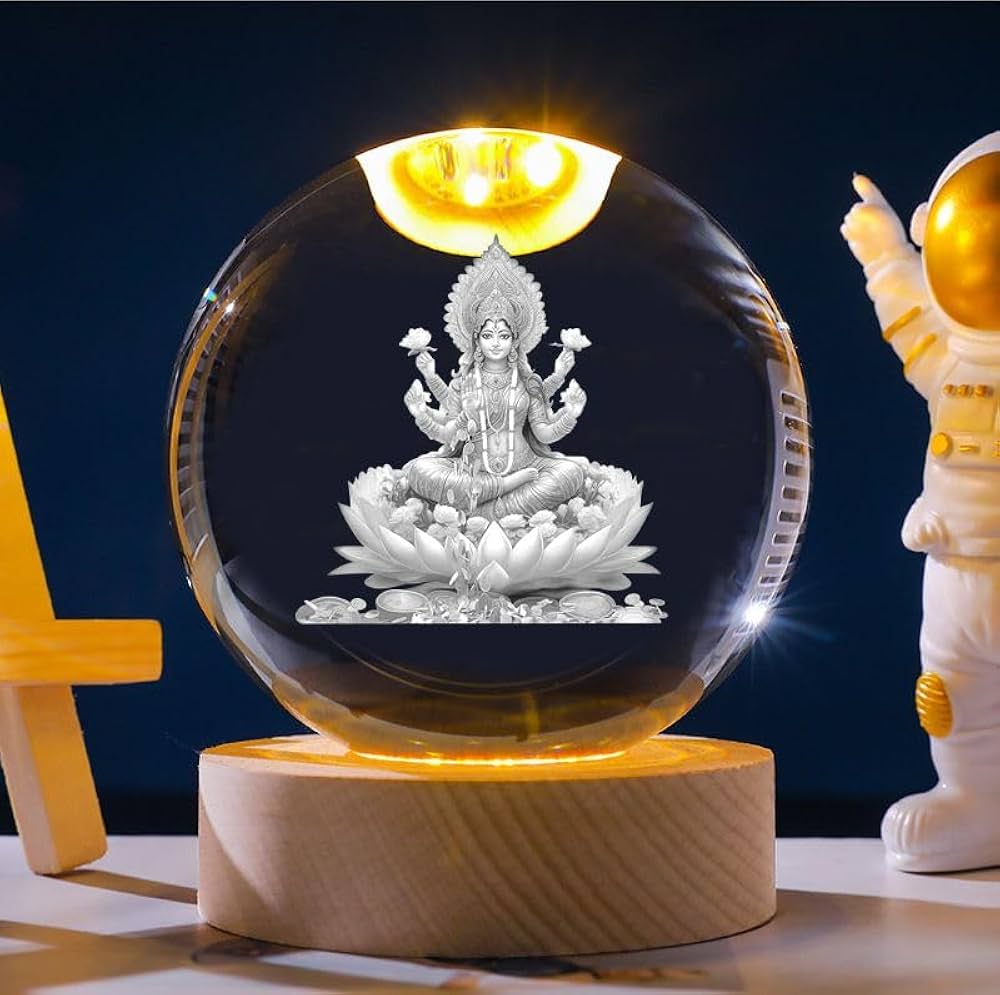 3D Crystal Ball LED Table Lamp with wooden Base- Eiffel Tower(6cm)