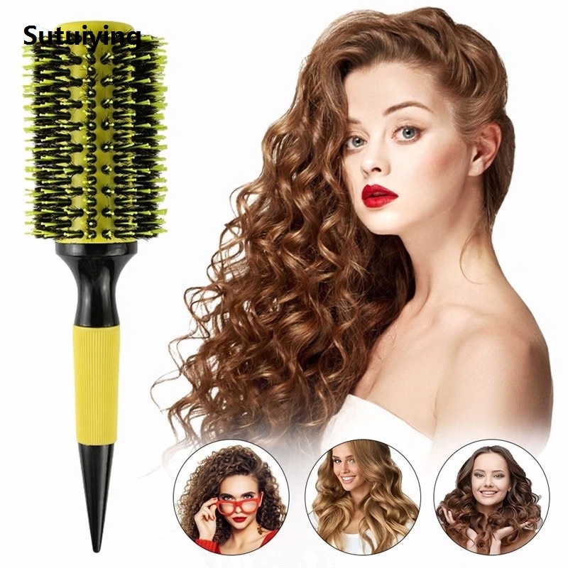 Sutuiying 1pc/ Yellow Aluminum Tube Roller Comb - Fluffy Styling Hairbrush 2025 Wavy Styling Brush Stylish hairbrush for all hairstyles