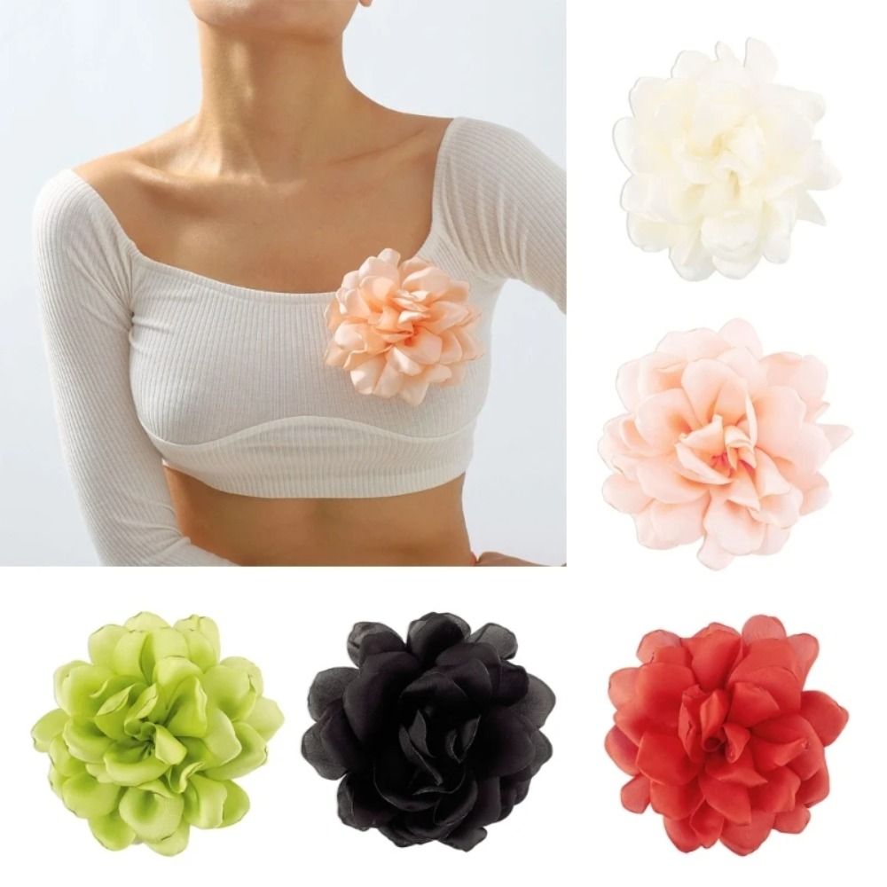 2024 Fashion Romantic Rose Brooch Vintage Cloth Art Handmade Fabric Rose Flower Pin-up Brooch Women Accessories Creative 3D Flower Hair Pin