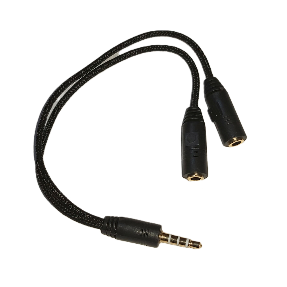3.5mm Audio Male to Separate Stereo Aux Headphone & Microphone Female Y Adapter Nylon Braided Cable