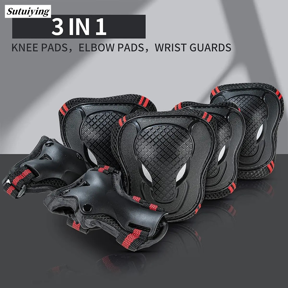 Sutuiying 6pcs Knee Pads Elbow Pads Wrist Guards Protective Equipment Set Bargain price Safety Protection Pads for Skateboard Cycling Riding For Adults