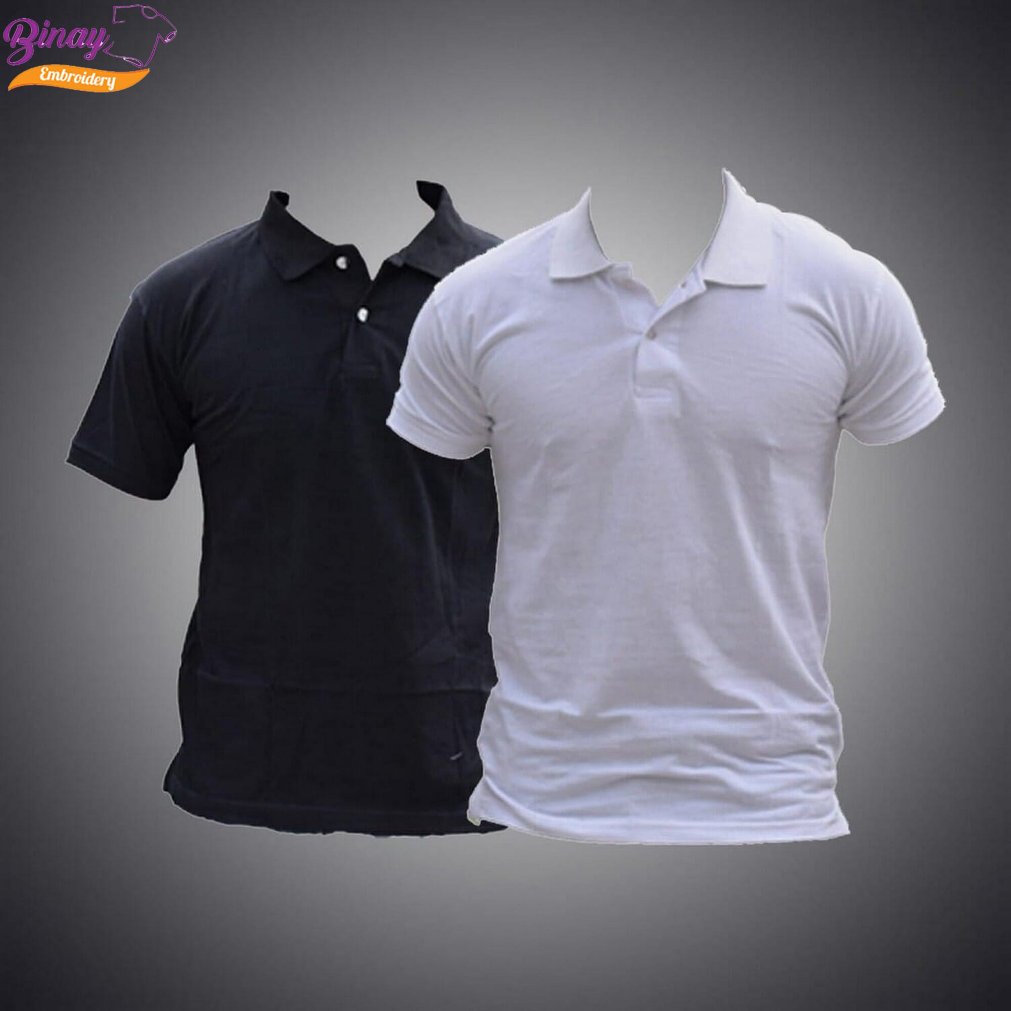 Binay Embroidery Polo Combo Plane White &Black T-Shirt For Men - Fashion | T-Shirts For Men | Men'S Wear