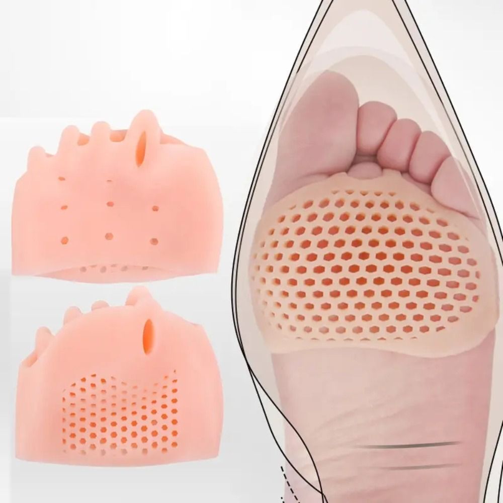 2Pcs High Quality Five Toes Forefoot Pads Breathable Relieve Pain Silicone Toe Separator Cushion Pad Soft Foot Toe Valgus Corrector Pads For Men & Women