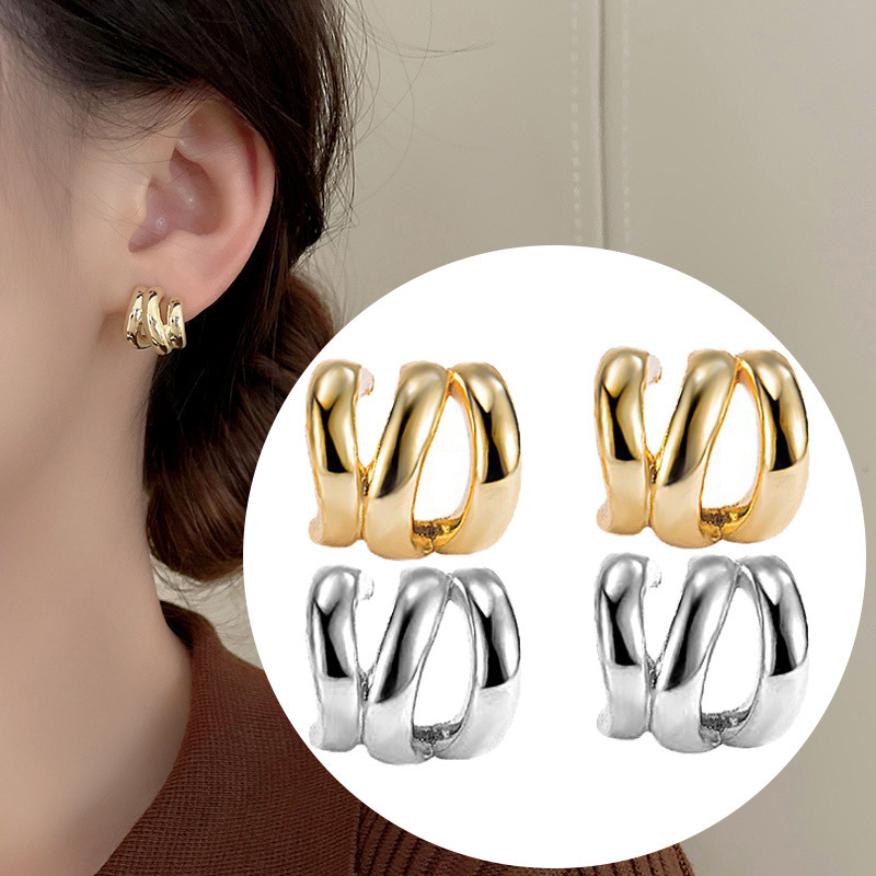 designs】Small Metal Style Three-Dimensional Love for Women 2023 New Niche Design Sense Free Earrings
