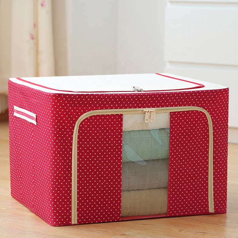 Large Foldable Clothes Storage Organizer Bag | Waterproof Oxford Cloth Storage Box with Steel Frame | Blanket & Comforter Under Bed Storage Solution