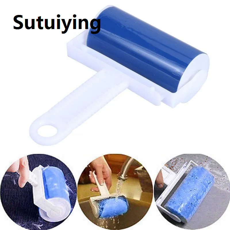 Sutuiying transparent bag Reusable Washable Roller Dust Cleaner Lint Sticking Roller for Clothes Pet Hair Cleaning Household Dust Wiper Tools