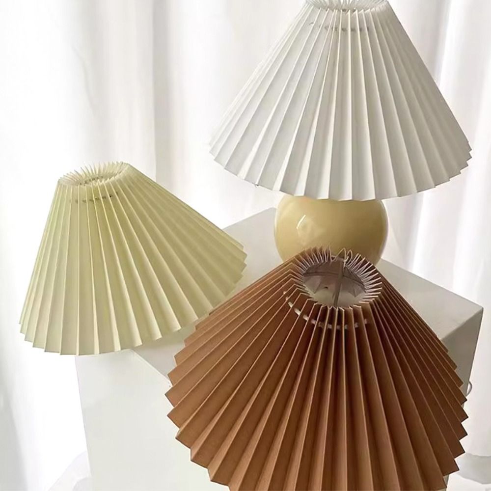 DIY Nordic Fabric Table Lamp Lampshade Modern Minimalist Wall Lamp Lampshade Pleated Washable Pendant Lampshade Bedroom Hotel
