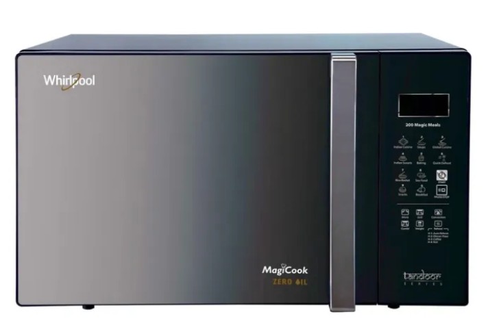 Whrilpool Microwave Magi cook 30 Liters Black | Tandoor Series with 200 Auto Cook Menus, Zero Oil Cooking & Stainless Steel Cavity, Smarter Than Air Fryer, Black Mirror Finish (MagiCook 30L)