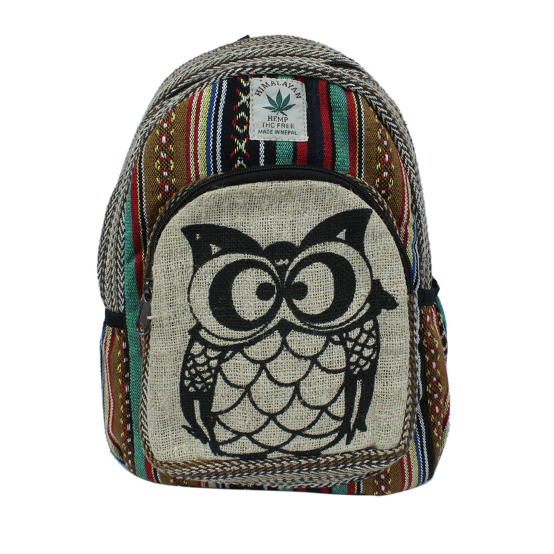Hemp Owl Printed Backpack (Mini)Unisex