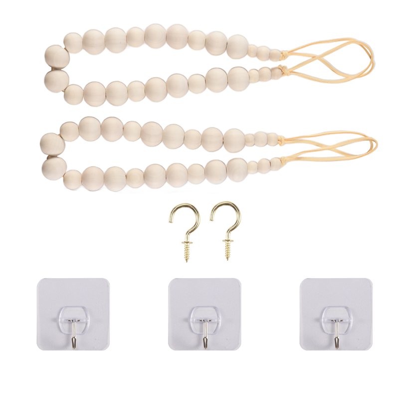 NAMUNY 2Cps Curtain Tie Backs, Natural Wood Drape Tiebacks, Window Treatment, Farmhouse Garland, Boho Decor Accessories