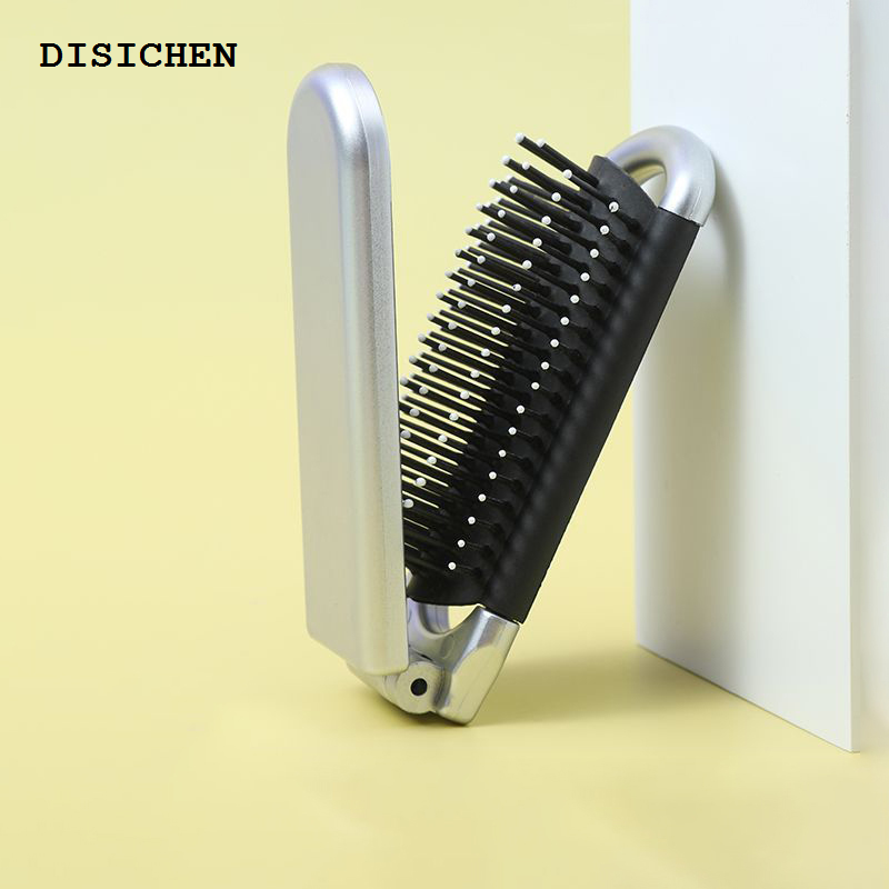 DISICHEN New style 2023 New Mini Hairbrus Folding Massage Comb Head Massage Anti-Static Portable Travel Hair Brush Girl Hair Combs With Mirror