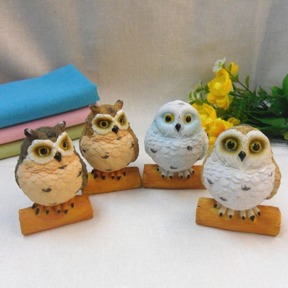 Cute Resin Lucky Owl Guardian The Wise Watcher of The Felt Realistic Mini Owl Statue Owl Ornaments for Home Decor