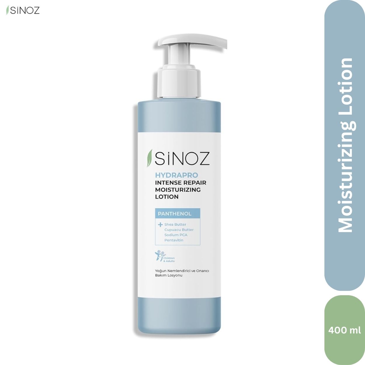 SiNOZ Hydrapro Intense Repair Moisturizing Lotion 400 ml with Panthenol and Shea Butter Daily Moisturizer Hydrating Nourishing All Skin Types