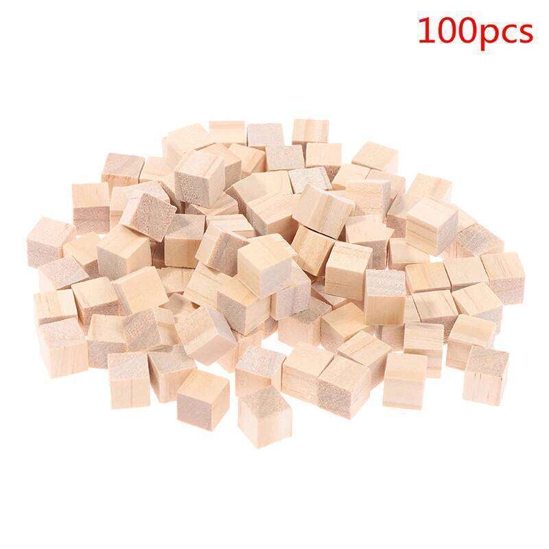 Unfinished Blank Mini DIY Wooden Square Blocks 1cm Wood Solid Cubes for Woodwork Craft Kids Toy Puzzle Making Material