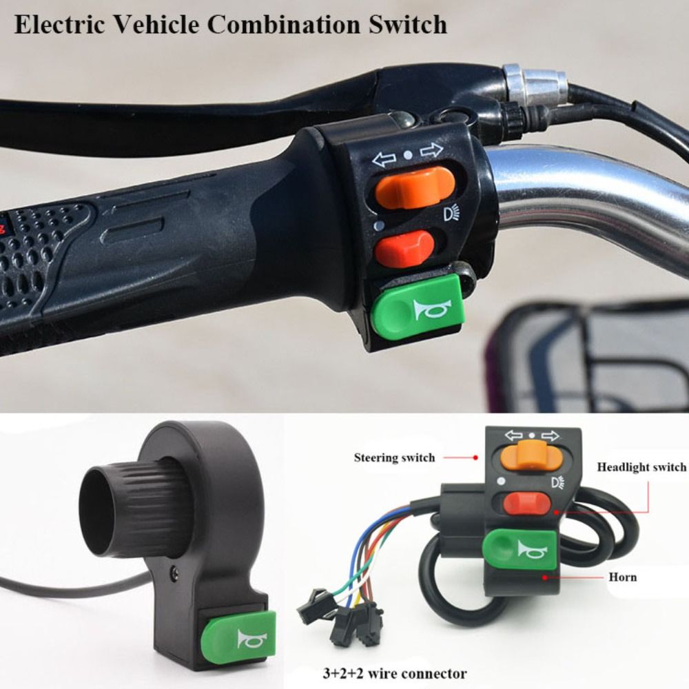 High Quality Plastic Combination Switch Black 2 Styles Tricycle Button Horn 3in1 Combination Switch Electric Vehicle Accessories