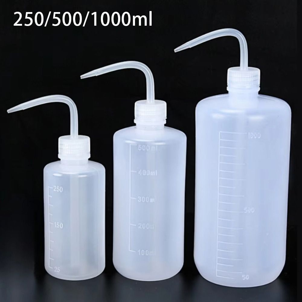 1Pcs New Washing Clean Wash Bottle White Plastic Laboratory Measuring Bottles Measurement 250/500/1000ml Tattoo Squeeze Bottle Makeup Supplies