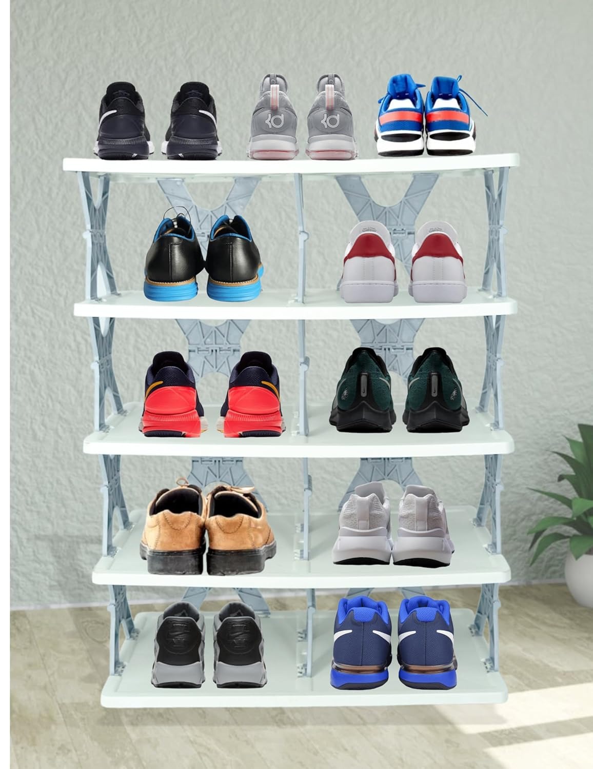 5 Layer Toy Rack for Home Plastic, Multi-Purpose Durable Plastic Adjustable Stand Organizer Stackable Storage Bedroom Slots Shelf Toy Rack