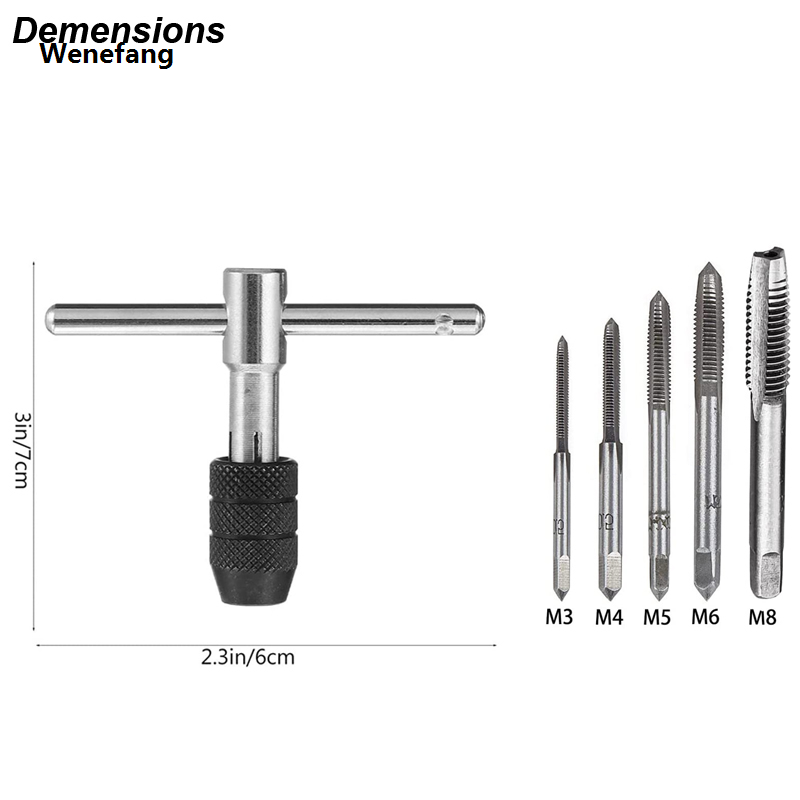 Wenefang Portable T Tap Wrench Handle Machinist Repair Drill Bit Machine High Quality Screw Thread Metric Plug Reamer Hand Tool M3 M4 M5 M6 M8