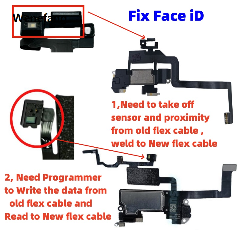 Wenefang 1pcs Top Front Ear Speaker For iPhone 12 Pro Max X XS 11 Earpiece Fix Face ID Sensor Proximity Small Headset Parts