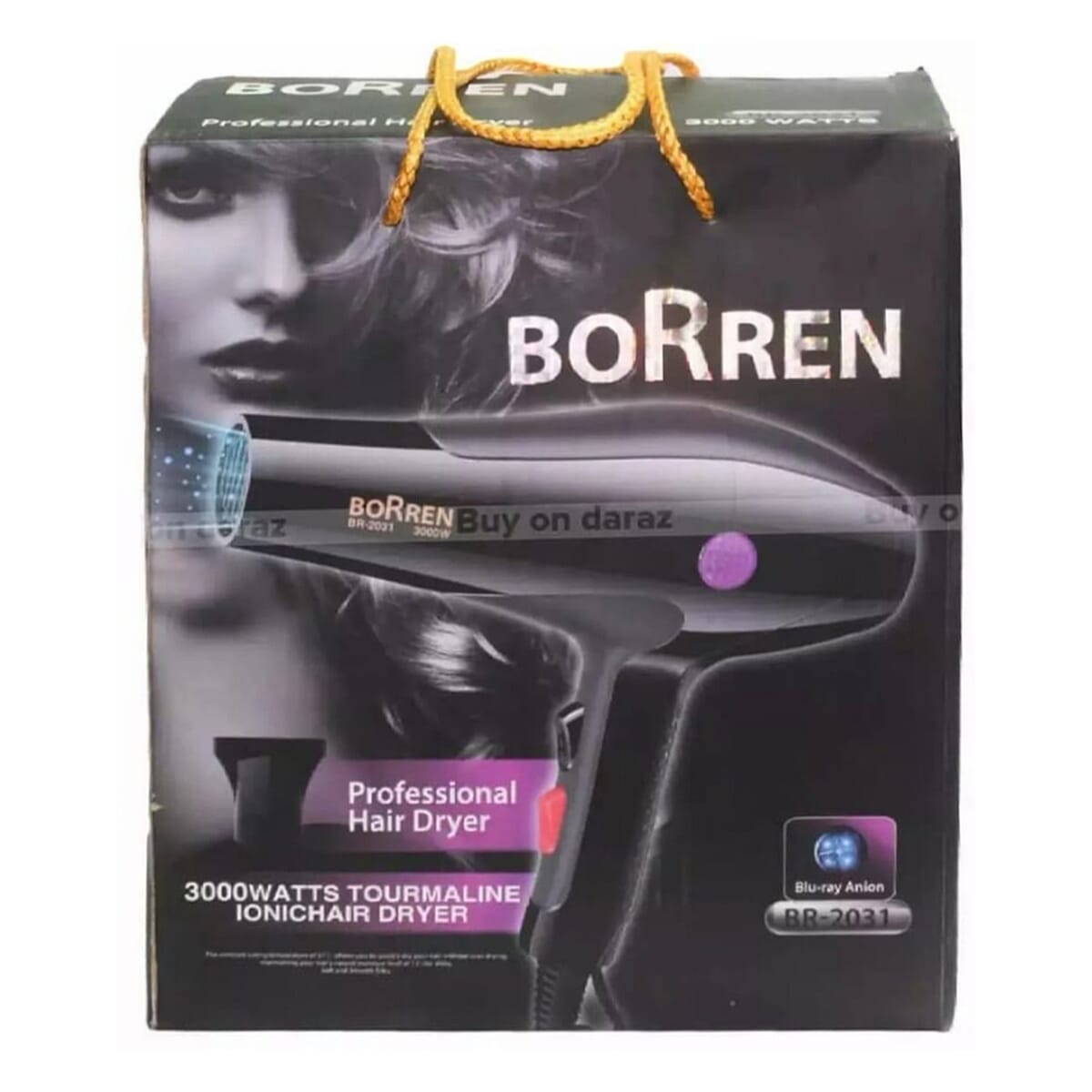 Professional Hair Dryer Ceramic Blow Dryers Salon Powerful Blue Ray Anion Hair Blower 2 Speed And 3 Heat Settings For Hair Styling BOS